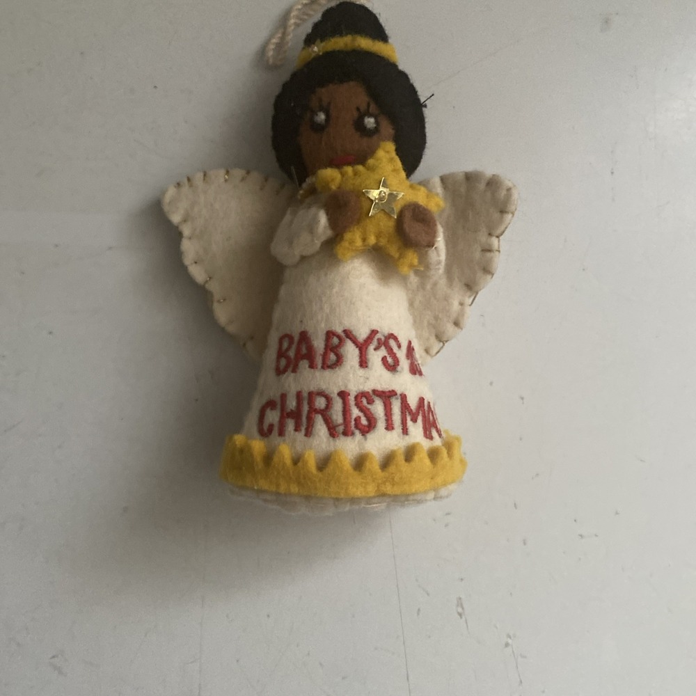 Baby's 1st Christmas African American Angel Felt Ornament